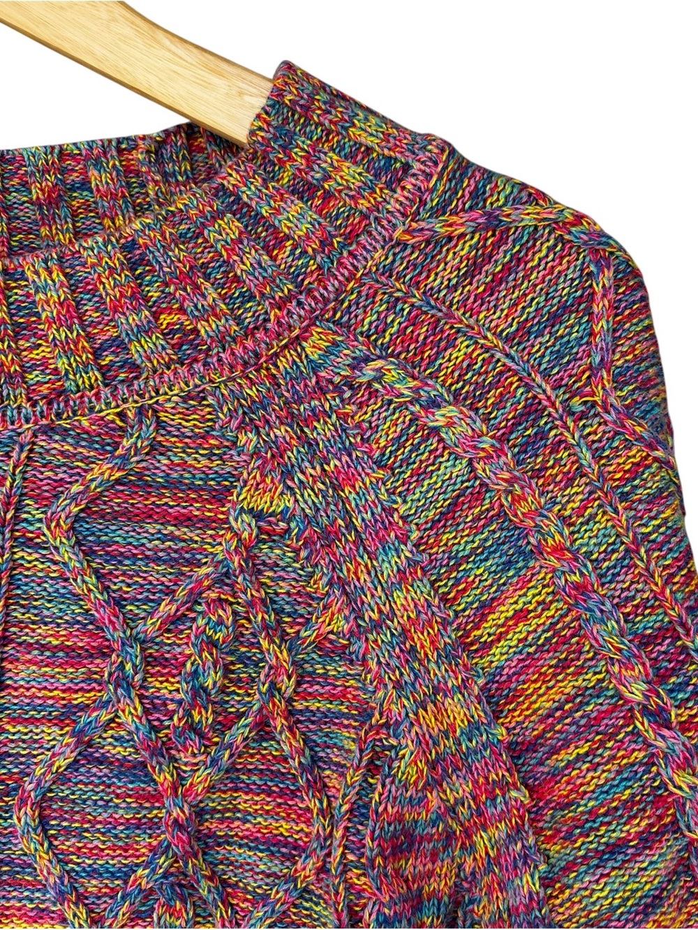 GAP Women's Rainbow Colorful Cable Knit Sweater Size Small Y2K 90s Dopamine